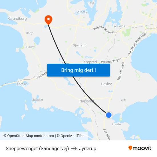 Sneppevænget (Sandagervej) to Jyderup map