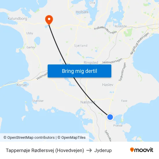 Tappernøje Rødlersvej (Hovedvejen) to Jyderup map
