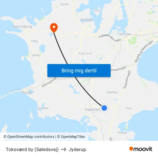 Toksværd by (Søledsvej) to Jyderup map
