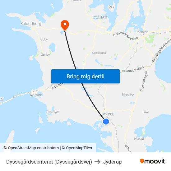 Dyssegårdscenteret (Dyssegårdsvej) to Jyderup map