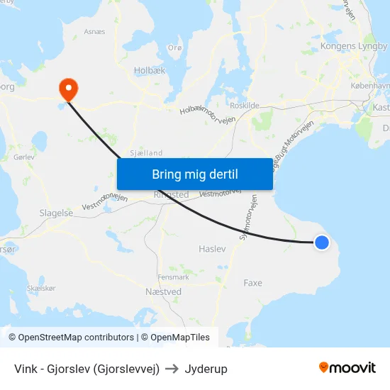 Vink - Gjorslev (Gjorslevvej) to Jyderup map