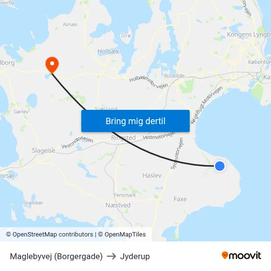 Maglebyvej (Borgergade) to Jyderup map