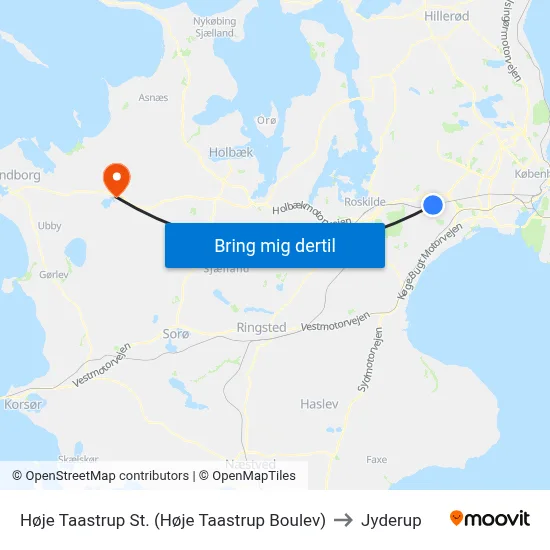 Høje Taastrup St. (Høje Taastrup Boulev) to Jyderup map