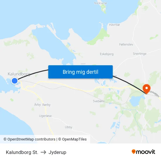 Kalundborg St. to Jyderup map