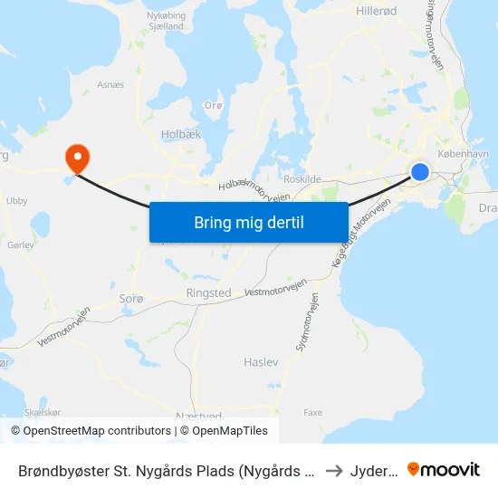 Brøndbyøster St. Nygårds Plads (Nygårds Plads) to Jyderup map