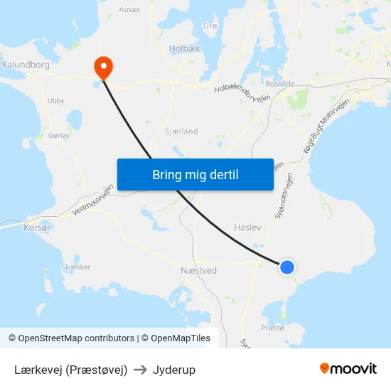 Lærkevej (Præstøvej) to Jyderup map