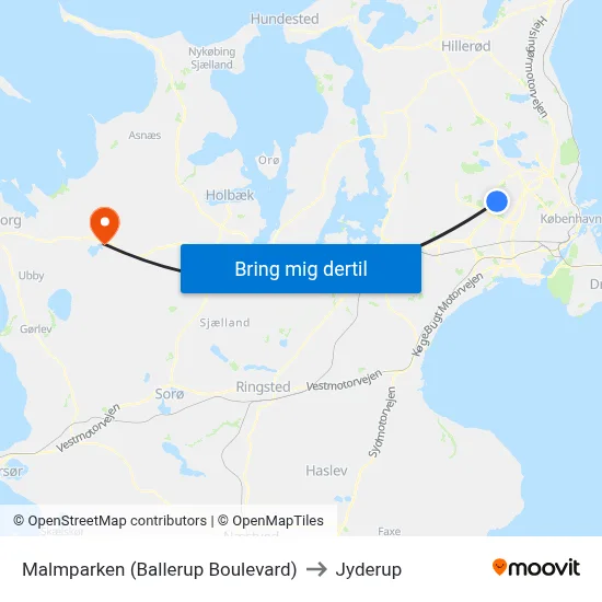 Malmparken (Ballerup Boulevard) to Jyderup map