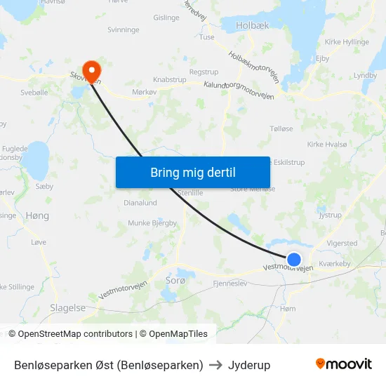 Benløseparken Øst (Benløseparken) to Jyderup map