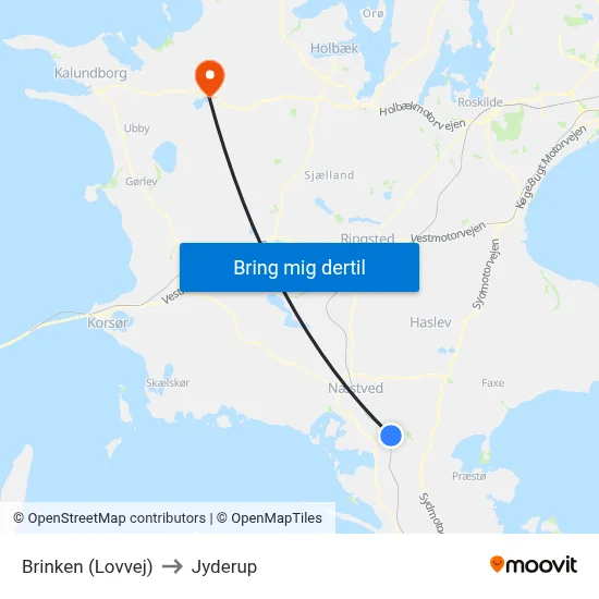 Brinken (Lovvej) to Jyderup map
