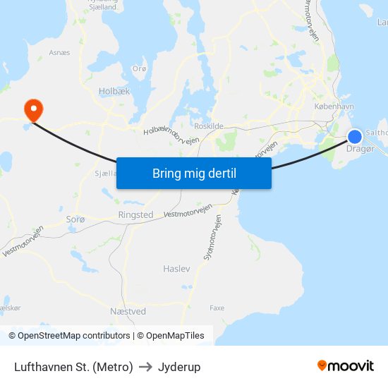 Lufthavnen St. (Metro) to Jyderup map