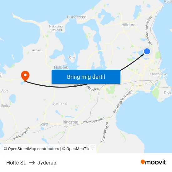 Holte St. to Jyderup map