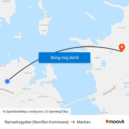 Nymarksgyden (Nordfyn Kommune) to Mørkøv map