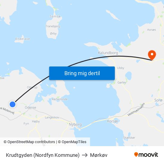 Krudtgyden (Nordfyn Kommune) to Mørkøv map