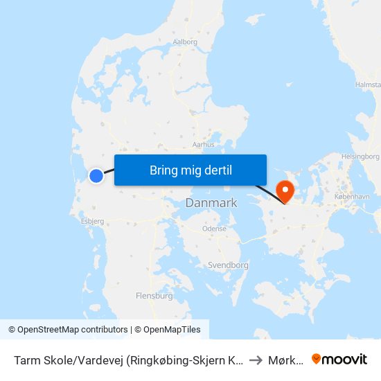 Tarm Skole/Vardevej (Ringkøbing-Skjern Kom) to Mørkøv map