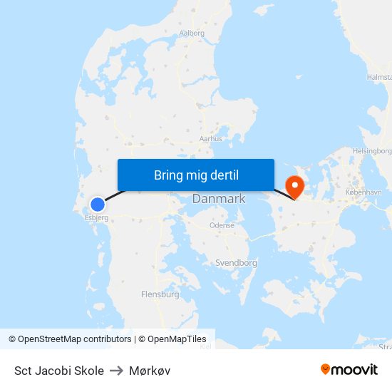 Sct Jacobi Skole to Mørkøv map