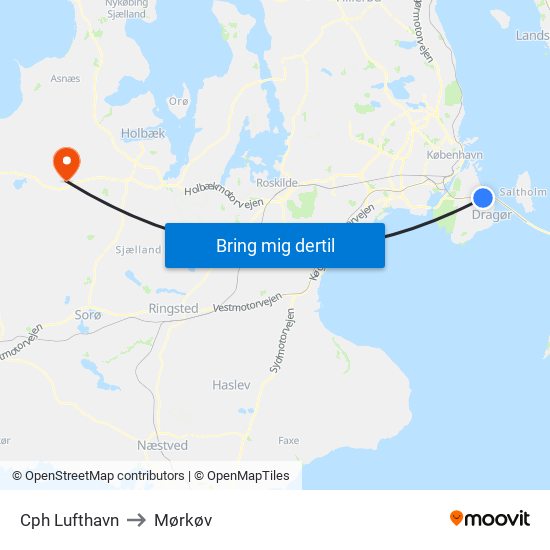 Cph Lufthavn to Mørkøv map