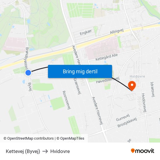 Kettevej (Byvej) to Hvidovre map