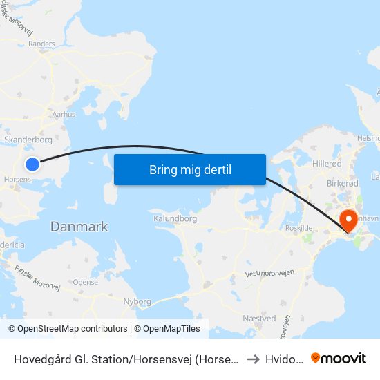 Hovedgård Gl. Station/Horsensvej (Horsens Kom) to Hvidovre map