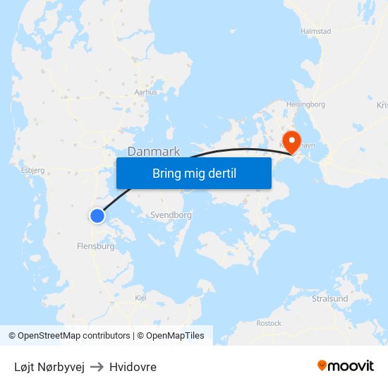 Løjt Nørbyvej to Hvidovre map