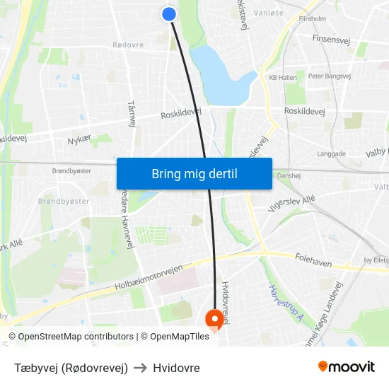 Tæbyvej (Rødovrevej) to Hvidovre map
