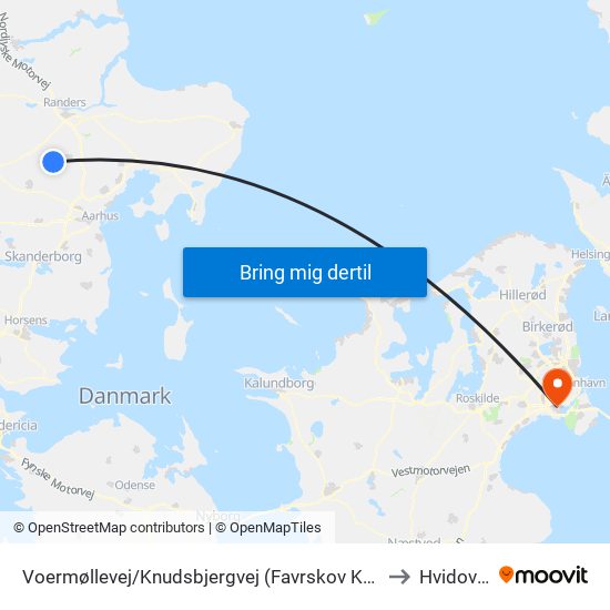 Voermøllevej/Knudsbjergvej (Favrskov Kom) to Hvidovre map