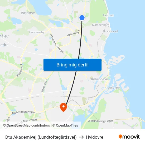 Dtu Akademivej (Lundtoftegårdsvej) to Hvidovre map