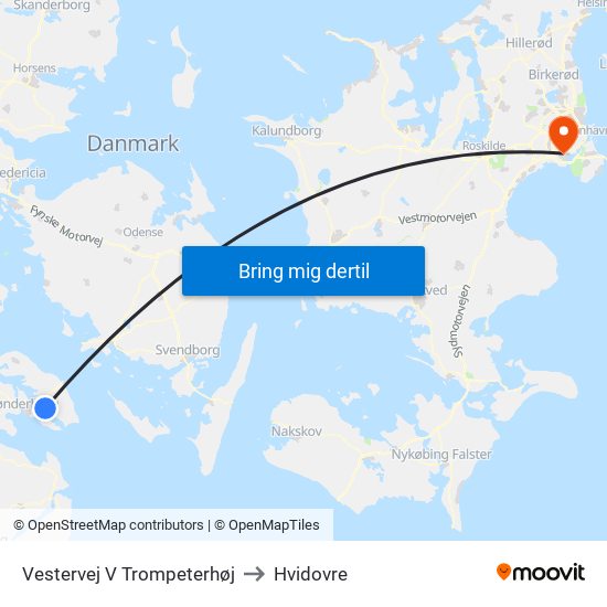 Vestervej V Trompeterhøj to Hvidovre map