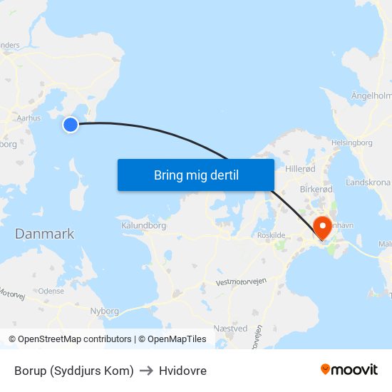 Borup (Syddjurs Kom) to Hvidovre map