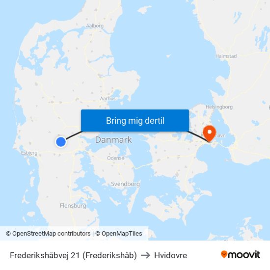 Frederikshåbvej 21 (Frederikshåb) to Hvidovre map