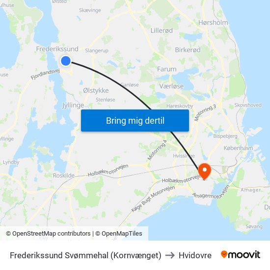 Frederikssund Svømmehal (Kornvænget) to Hvidovre map