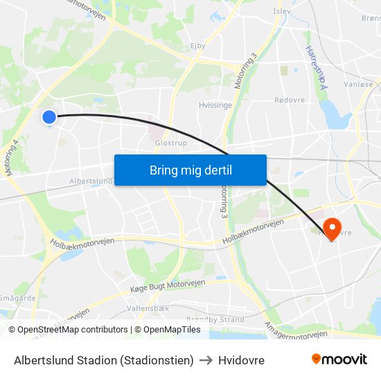 Albertslund Stadion (Stadionstien) to Hvidovre map