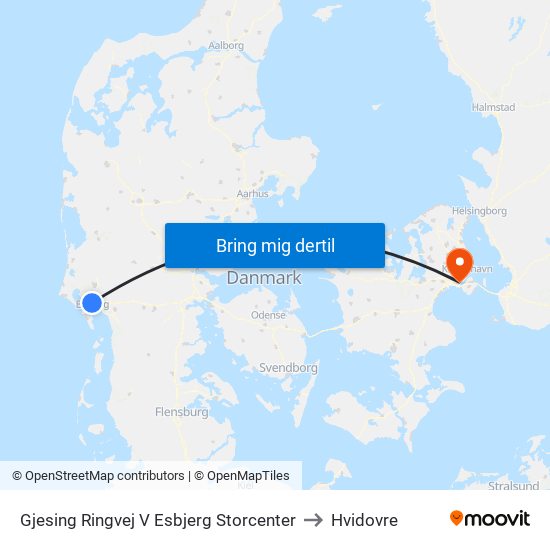 Gjesing Ringvej V Esbjerg Storcenter to Hvidovre map