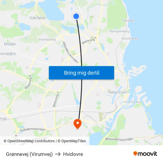 Grønnevej (Virumvej) to Hvidovre map