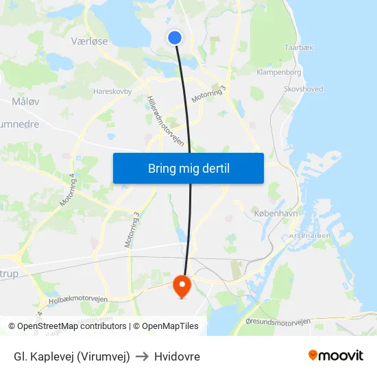 Gl. Kaplevej (Virumvej) to Hvidovre map