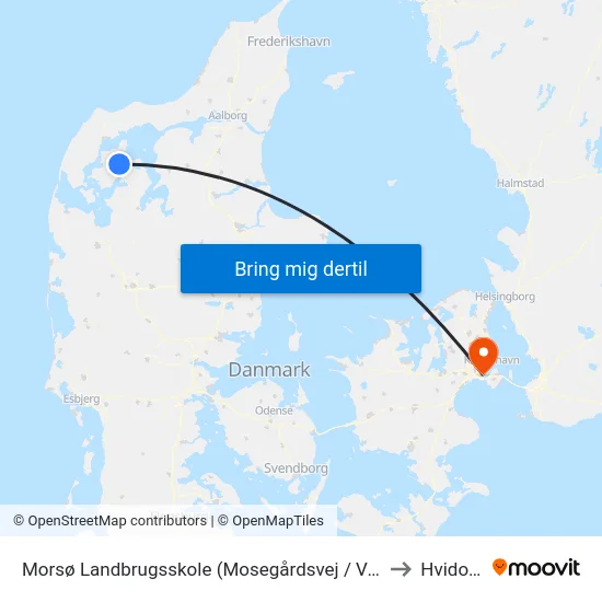 Morsø Landbrugsskole (Mosegårdsvej / Vodstrup) to Hvidovre map