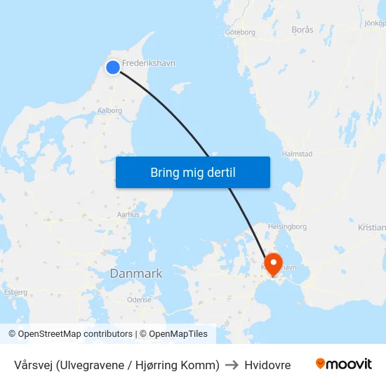 Vårsvej (Ulvegravene / Hjørring Komm) to Hvidovre map