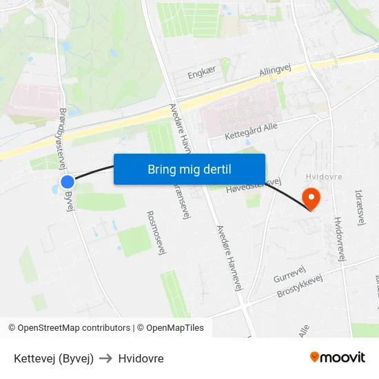 Kettevej (Byvej) to Hvidovre map