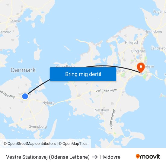 Vestre Stationsvej (Odense Letbane) to Hvidovre map