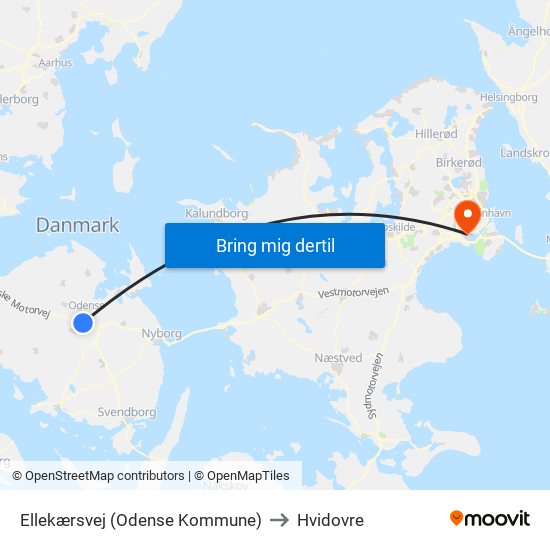 Ellekærsvej (Odense Kommune) to Hvidovre map