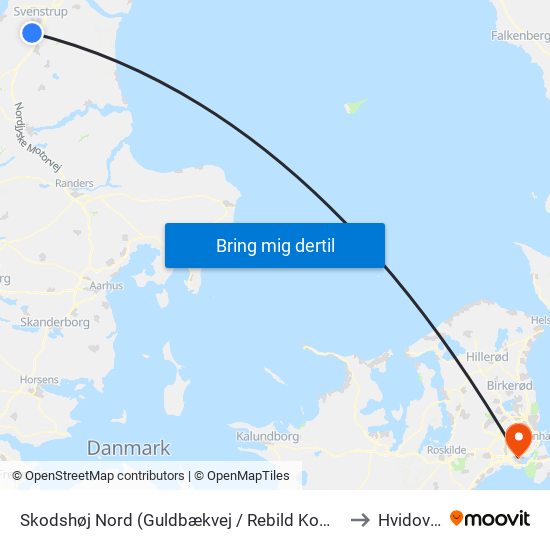 Skodshøj Nord (Guldbækvej / Rebild Komm.) to Hvidovre map