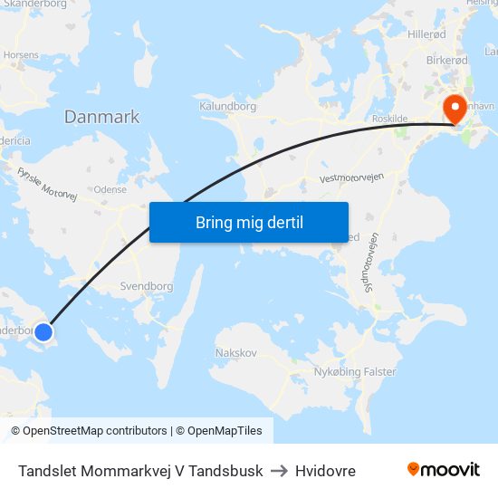 Tandslet Mommarkvej V Tandsbusk to Hvidovre map