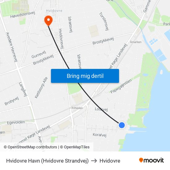 Hvidovre Havn (Hvidovre Strandvej) to Hvidovre map