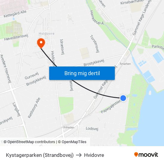 Kystagerparken (Strandbovej) to Hvidovre map