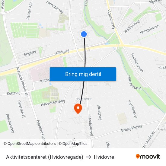 Aktivitetscenteret (Hvidovregade) to Hvidovre map