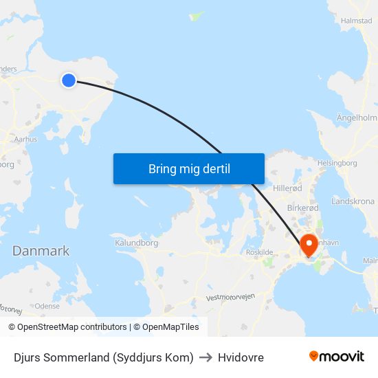 Djurs Sommerland (Syddjurs Kom) to Hvidovre map