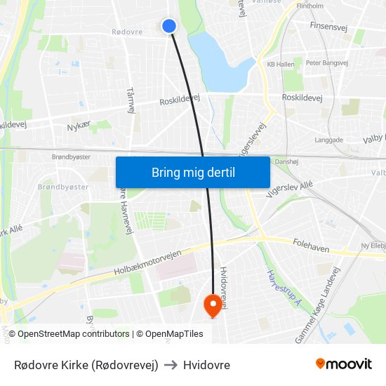 Rødovre Kirke (Rødovrevej) to Hvidovre map