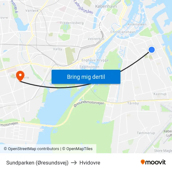 Sundparken (Øresundsvej) to Hvidovre map