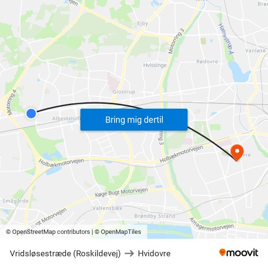 Vridsløsestræde (Roskildevej) to Hvidovre map