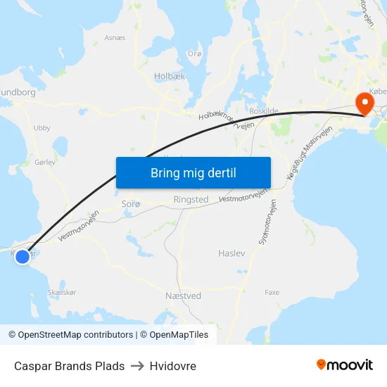 Caspar Brands Plads to Hvidovre map
