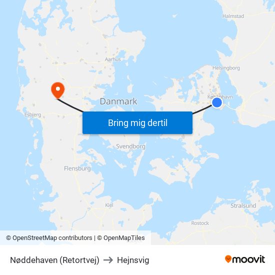 Nøddehaven (Retortvej) to Hejnsvig map